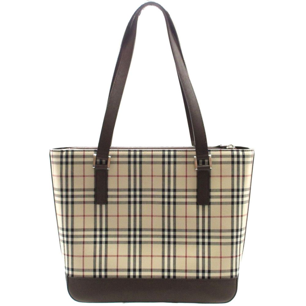 新品同様 バーバリー チェック キャンバス レザー ベージュ ブラウン 茶 トートバッグ 1110 BURBERRY - メルカリ