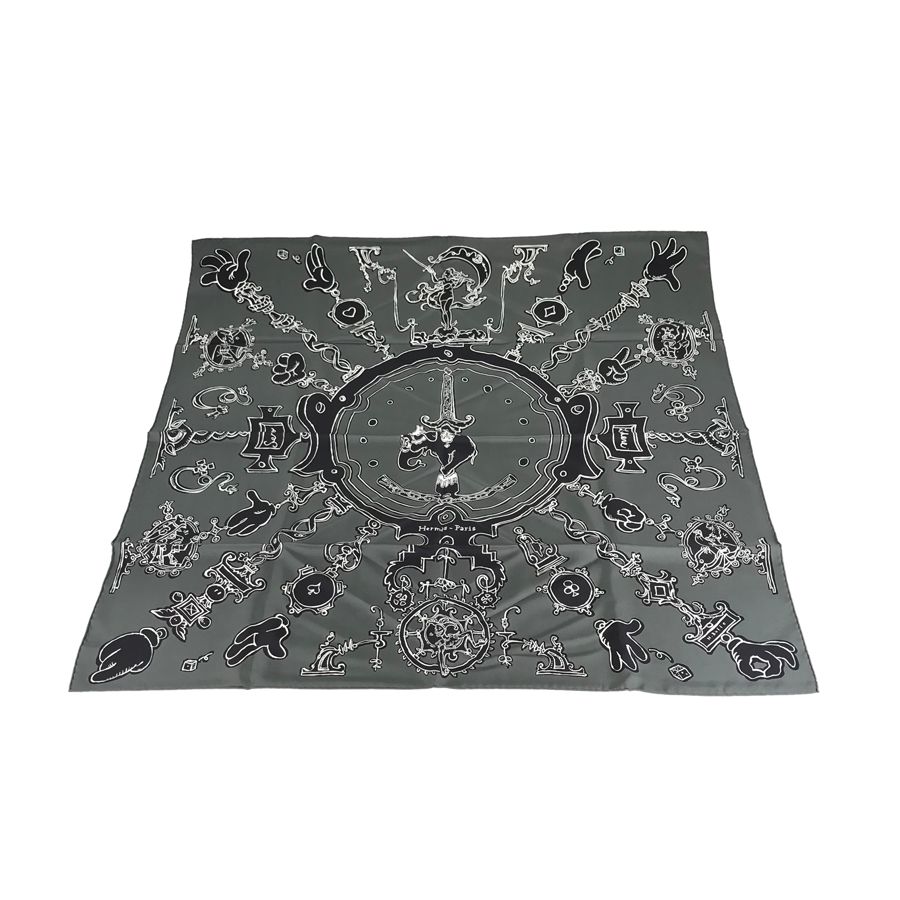 エルメス HERMES カレ 90 SERIO LUDERE セリオ ルデーレ グレー シルク