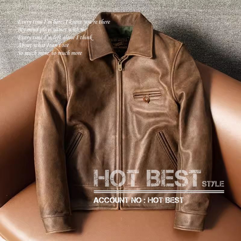 新品 牛革 カウハイド シングルライダース トラッカージャケット XL 上質革ジャン メンズ カウハイド 1940年代 トラッカースタイル