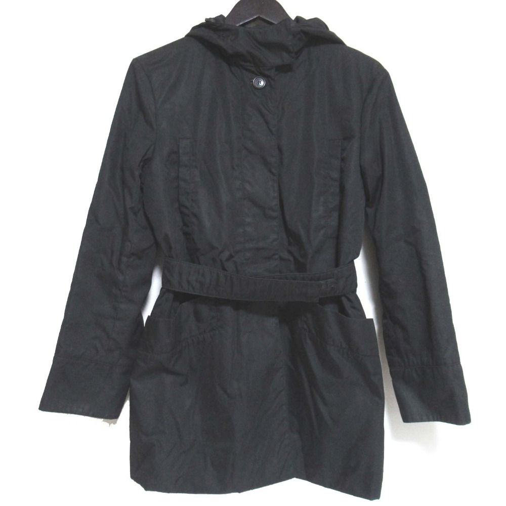 良品 PRADA プラダ ベルト付き フーディー パデッド ナイロンコート 42サイズ ブラック レディース 古着  USED