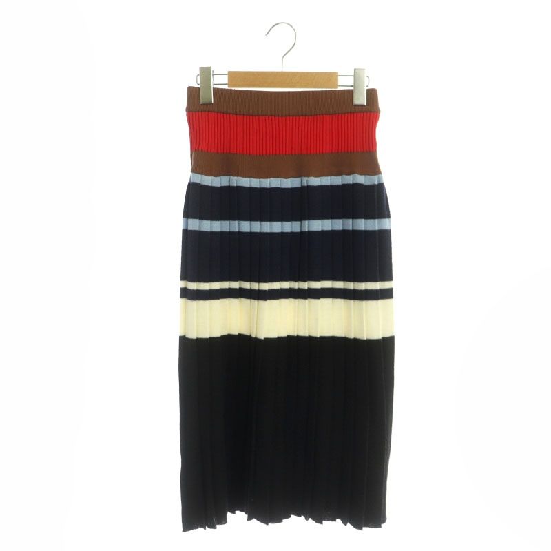 AKIRA NAKA ニットプリーツスカート アキラナカ AKIRA NAKA マルチボーダー ニット プリーツ