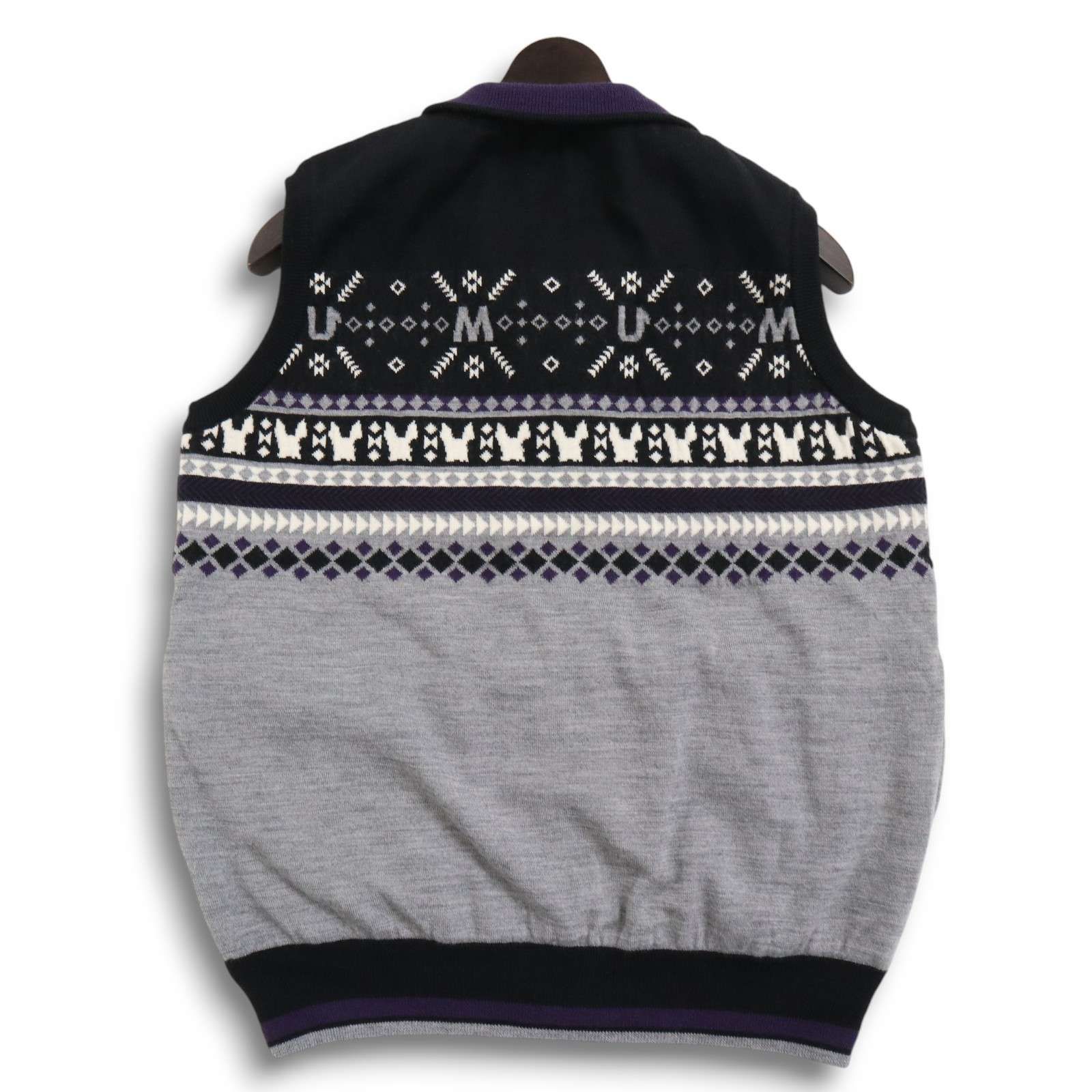 MIEKO UESAKO ミエコウエサコ ヴィンテージ ニット セーター 48 MU SPORTS ミエコウエサコ ゴルフ 秋冬 裏地付き☆ ウール100% ジップ