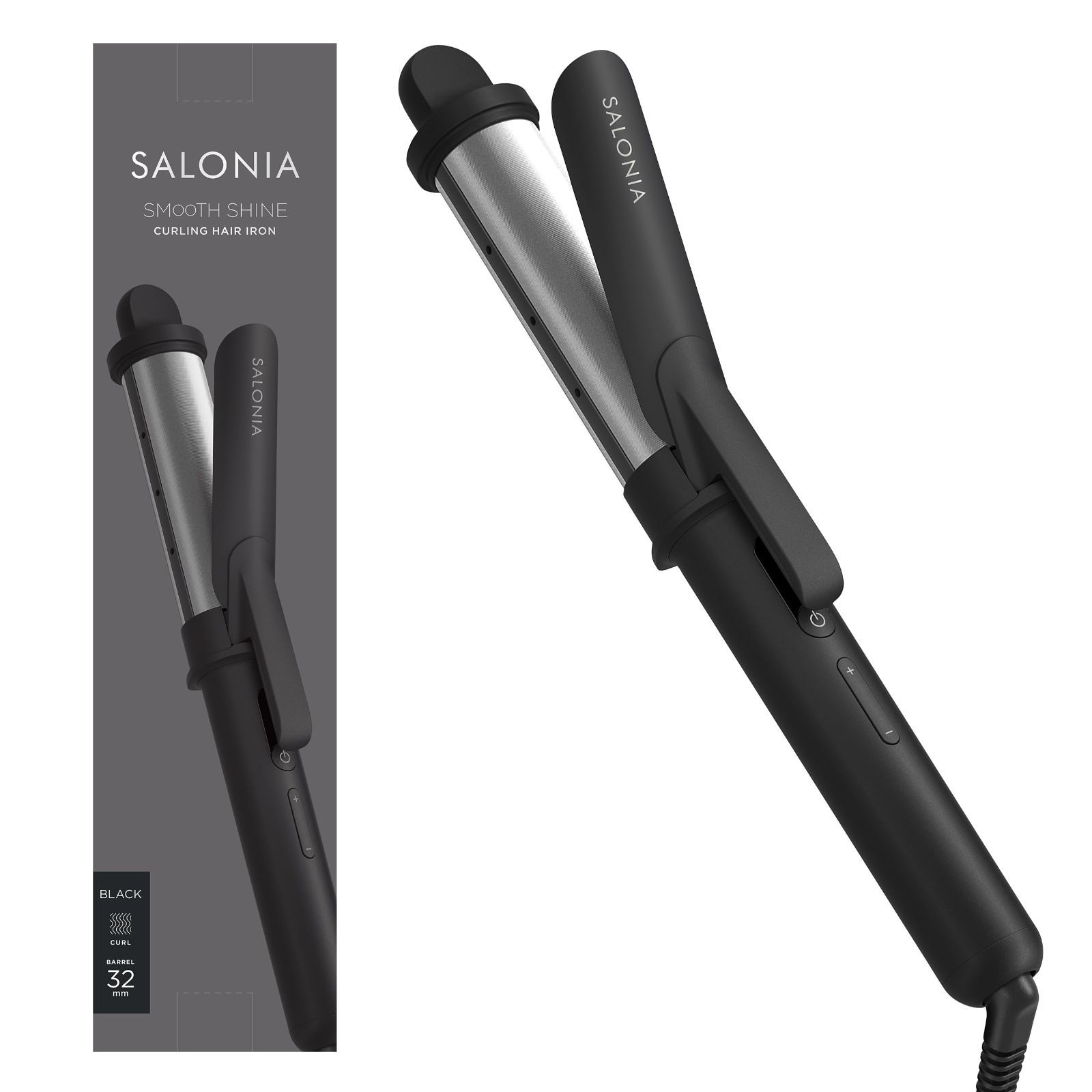 人気商品】耐熱ポーチ付 【ブラック】 コテ 32mm カールヘアアイロン