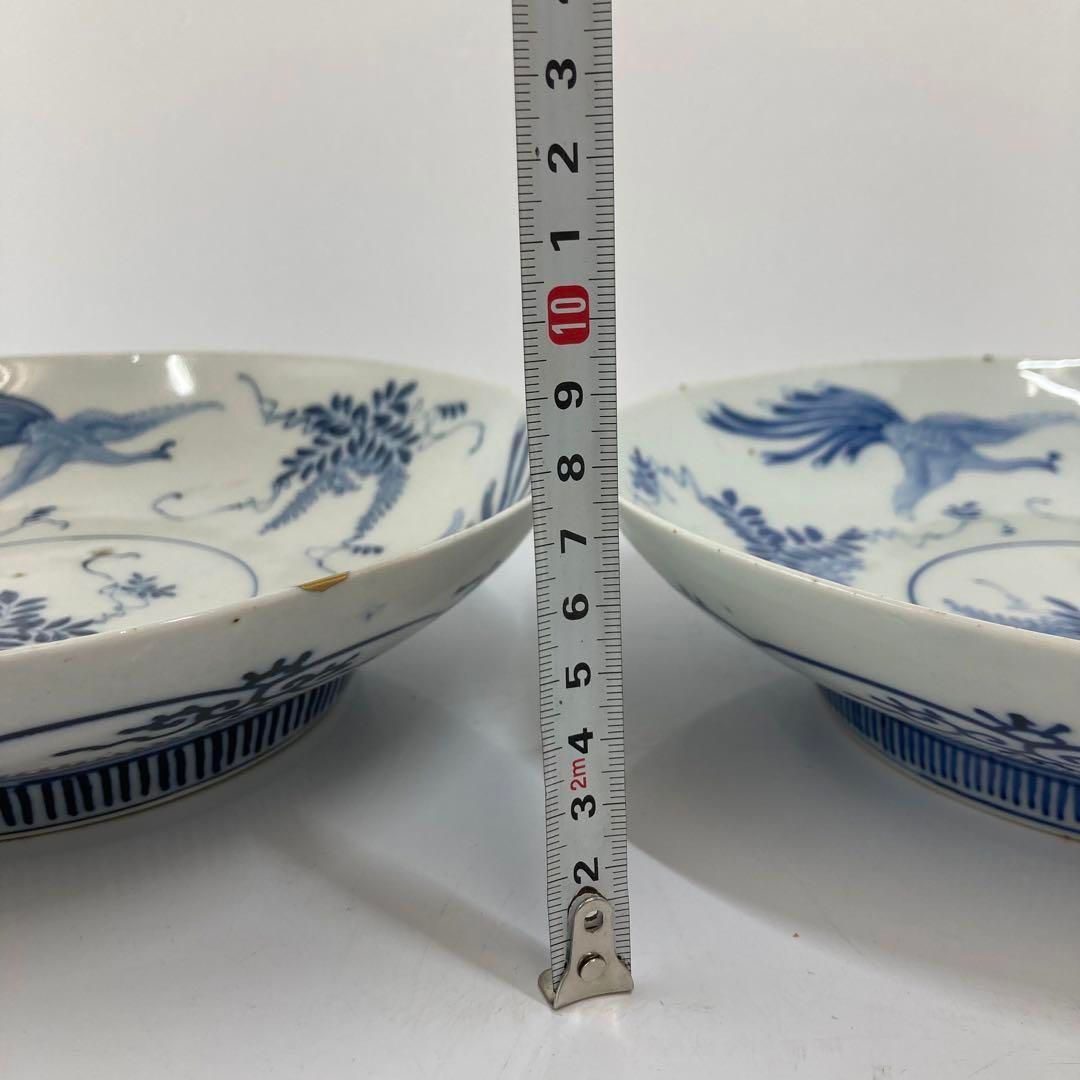 時代 鍋島焼 鳳凰図 櫛目高台 大皿5枚 タサチ 東な6-0603②