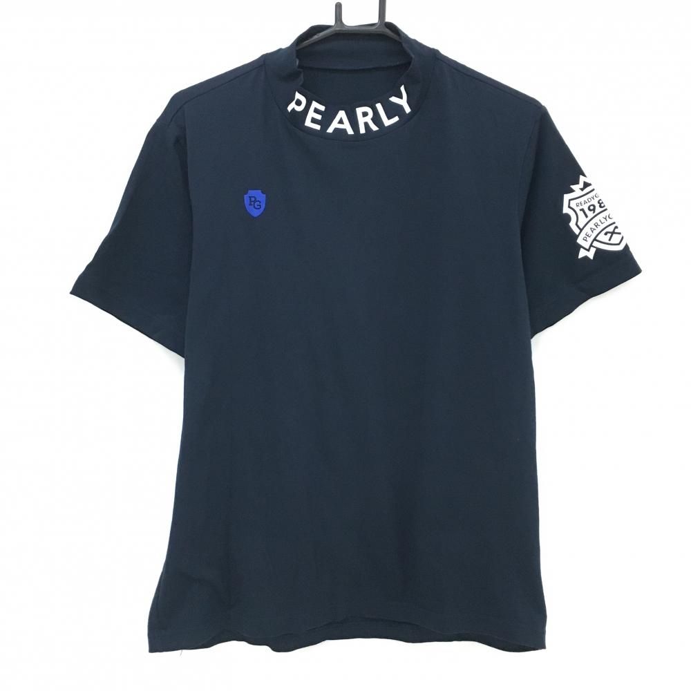 ☆パーリーゲイツ　半袖 ハイネックシャツ 超美品】パーリーゲイツ 半袖ハイネックシャツ ネイビー ネック