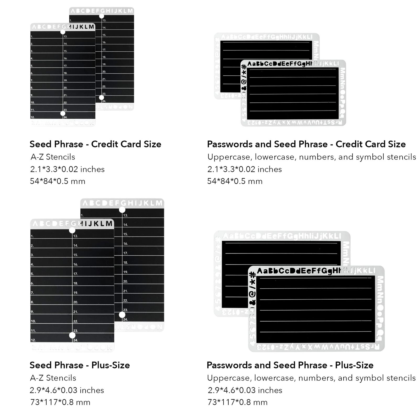 Crypto Seed Bank 暗号シードフレーズ保管用スチールプレート/簡単で正確な彫り込み/ビットコインのコールドウォレットシードバックアップ用  / 48ワードを彫り込み可能 / Ledger Nano や Trez [Credit Card Size] ワードボックス 何単語