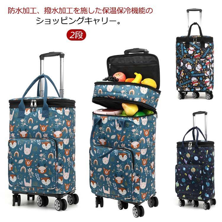 2段 ショッピングカート 買い物カート おしゃれ 軽量 キャスター付き キャリーバッグ キャリーカート キャリー バッグ 保冷バッグ 保冷 カート 高齢者用 敬老の日 シニア 母の日 大容量 便利