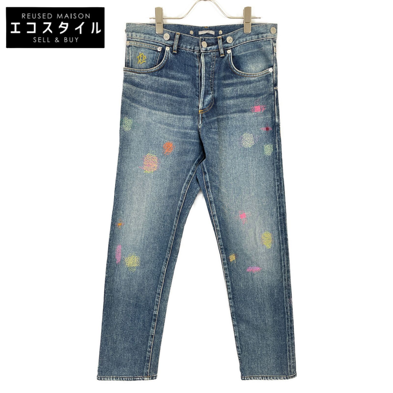 Dior HOMME ディオールオム 19SS ﾌﾞﾙｰ ﾎﾞﾛ刺繍ﾃﾞﾆﾑﾊﾟﾝﾂ 29