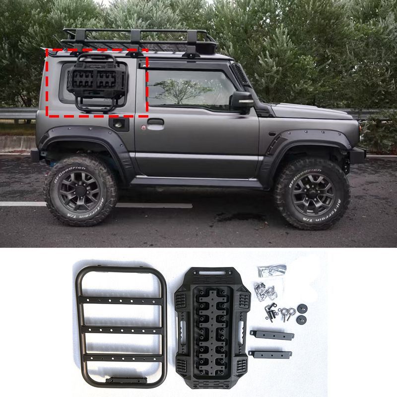 2019- 式 ジムニー JB74 JB64 三門 用 サイドマウントラック 脱出ボード固定用 拡張ブラケット アルミ＋樹脂製CYB556目玉商品