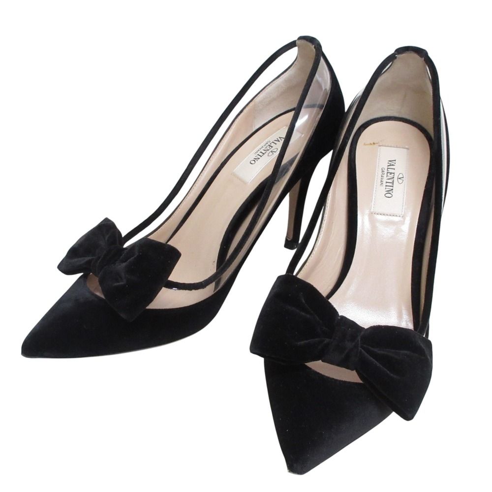 良品 Valentino Garavani ヴァレンティノガラヴァーニ リボン ベロア  