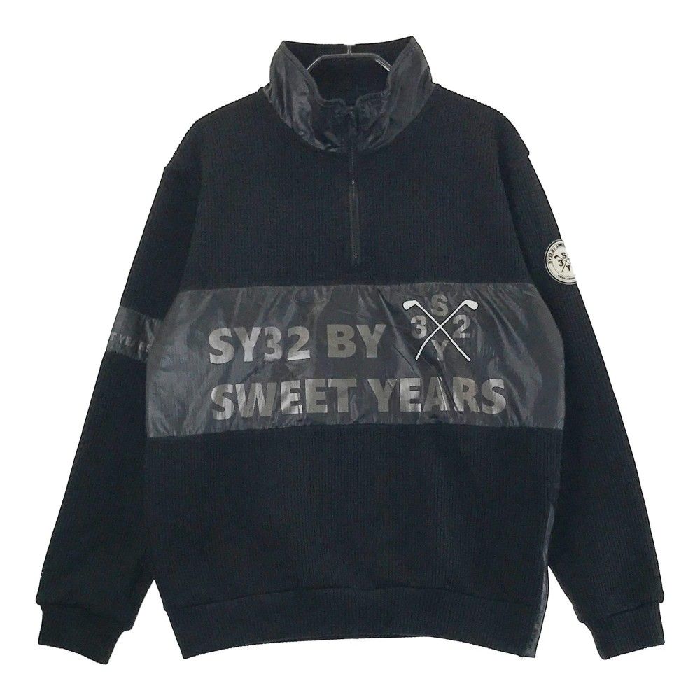 サイズ M SY32 BY SWEET YEARS GOLF エスワイサーティトゥ ハーフジップ 切替 長袖ニットセーター ブラック系 240101425315 ゴルフウェア メンズ ストスト