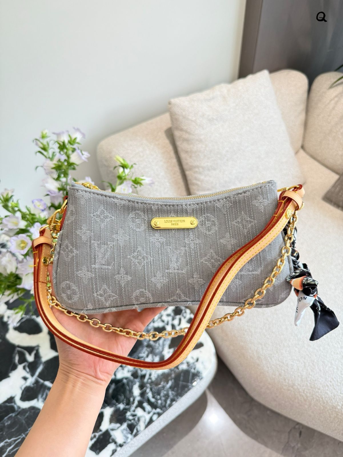 今日 LV Double Zipper Mahjong Bag Denim Grey 25cm | LV ダブルジッパー マージャンバッグ デニムグレー 25cm-WTO輸入2