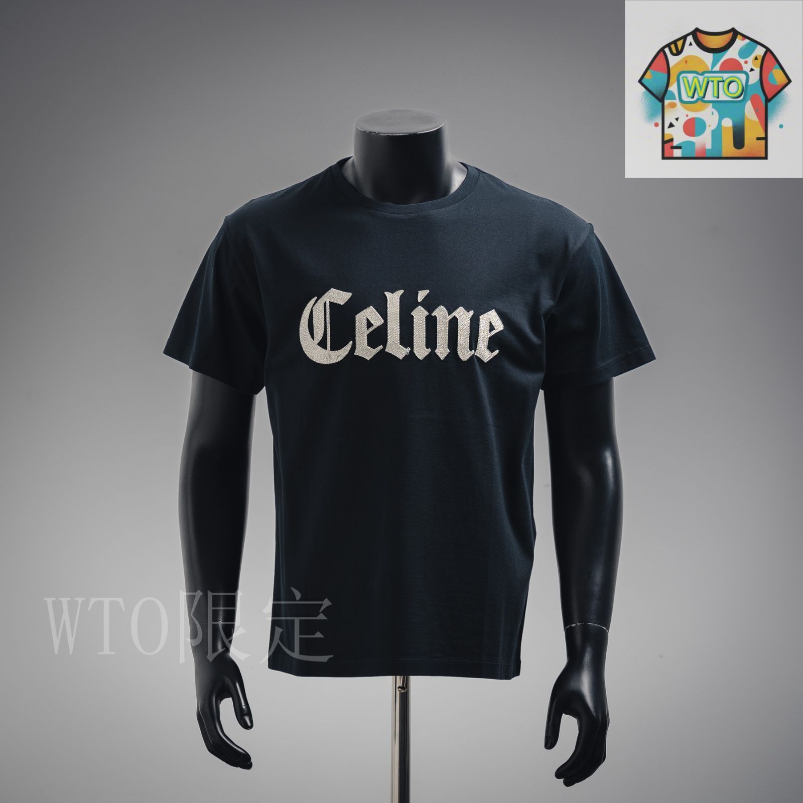 CELINE カラフル刺繍 Tシャツ ブラック CELINE カラフル刺繍 Tシャツ ブラック