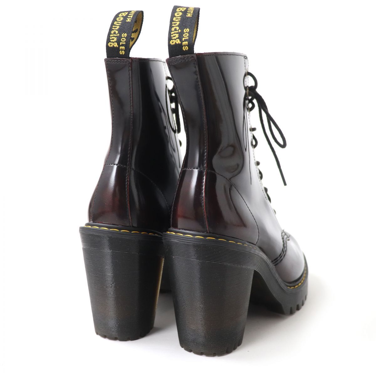 極美品☆Dr.Martens ドクターマーチン KENDRA ケンドラ 23727600 10ホール チャンキーヒール レザーブーツ チェリーレッド  UK4 レディース