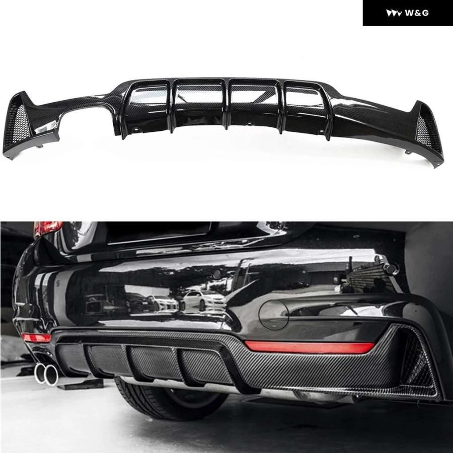 リアバンパー ディフューザーリップ BMW F32 F33 F36 435I 2014-2020 M スポーツ 4シリーズ カーボンルック ABS ガード スポイラー プレート