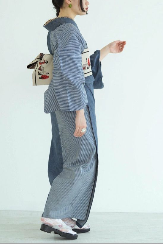 アデリアレトロ×ニコアンティーク デニム着物