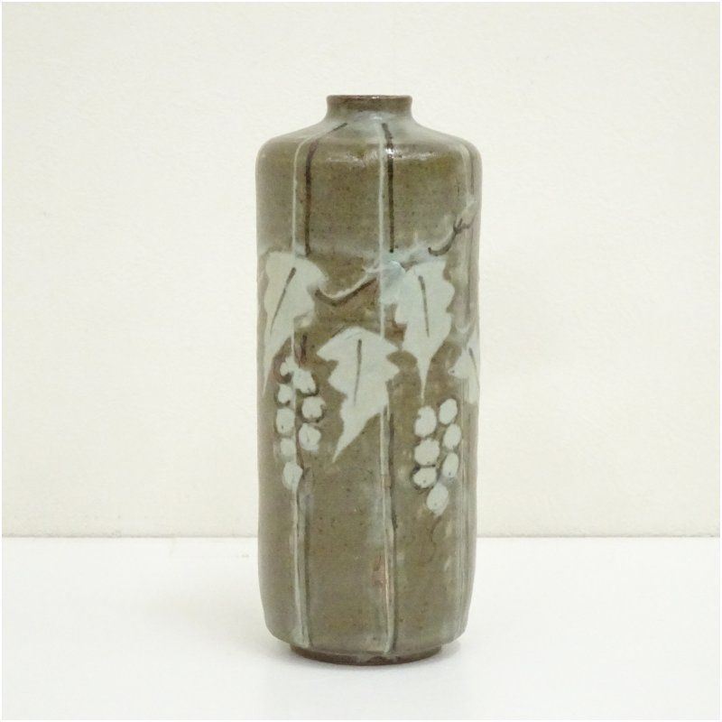 九谷焼 外志作 象嵌壺 共箱付 大型21cm 九谷焼 村中外志雄造 象嵌草文壷（共箱） 壺 おしゃれ つぼ インテリア