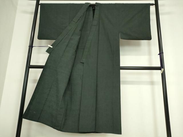 平和屋着物▽男性 紬 単衣 黒色 正絹 逸品 DAAT9934az