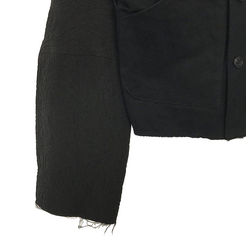 【新品】  OLUBIYI THOMAS / オルヴィトーマス | 2024SS | short jacket ヴィンテージファブリック パッチワーク 切替 スタンドカラー ショートジャケット | 2 | ブラック | メンズ 新品】 OLUBIYI THOMAS / オルヴィトーマス | 2024SS | short jacket