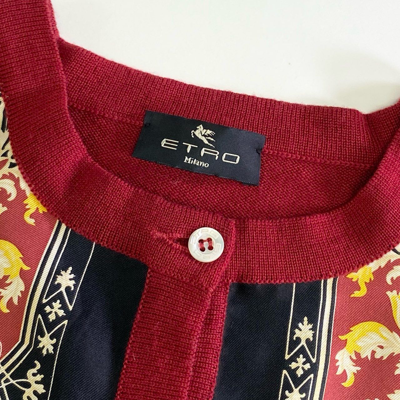 24j31 【イタリア製】ETRO エトロ シルクプリント 切替 ニット