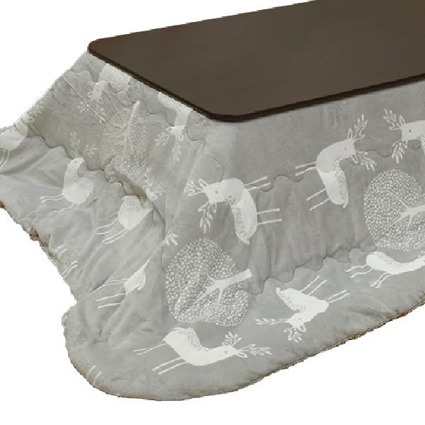 保温綿入りこたつ布団 北欧柄タイプ ヒートキートス 210x190cm グレー