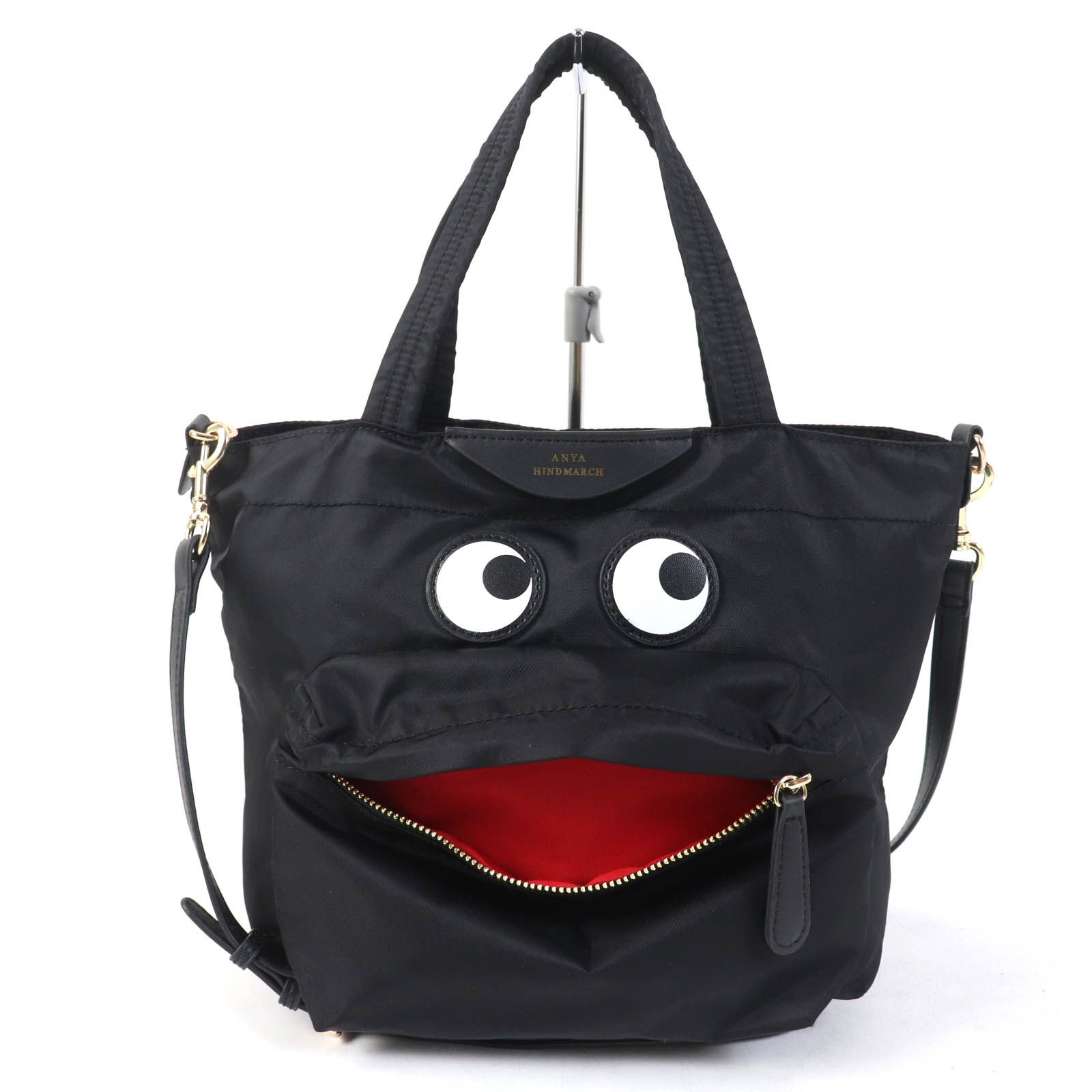 ANYA HINDMARCH 濃紺　レザートート　ギャランティカード有 ANYA HINDMARCH 濃紺 レザートート ギャランティカード有