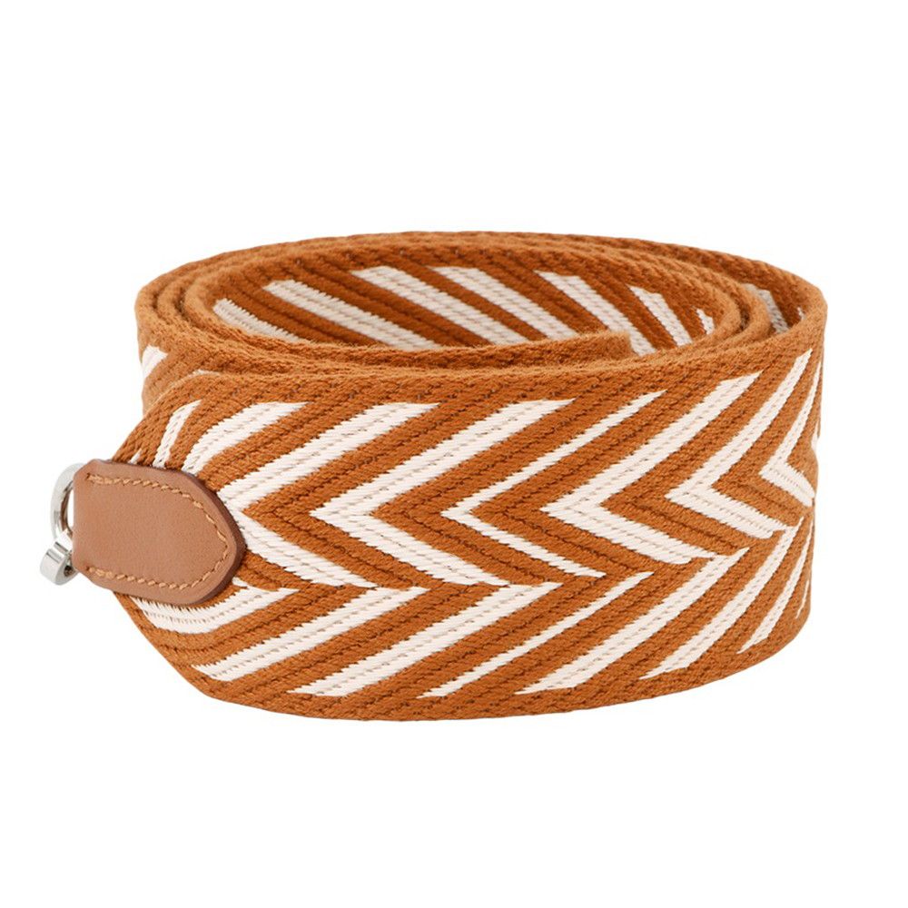 エルメス ショルダーストラップ バンドリエール サングル ジグザグ エクリュ ゴールド シルバー金具 キャンバス スイフト B刻印