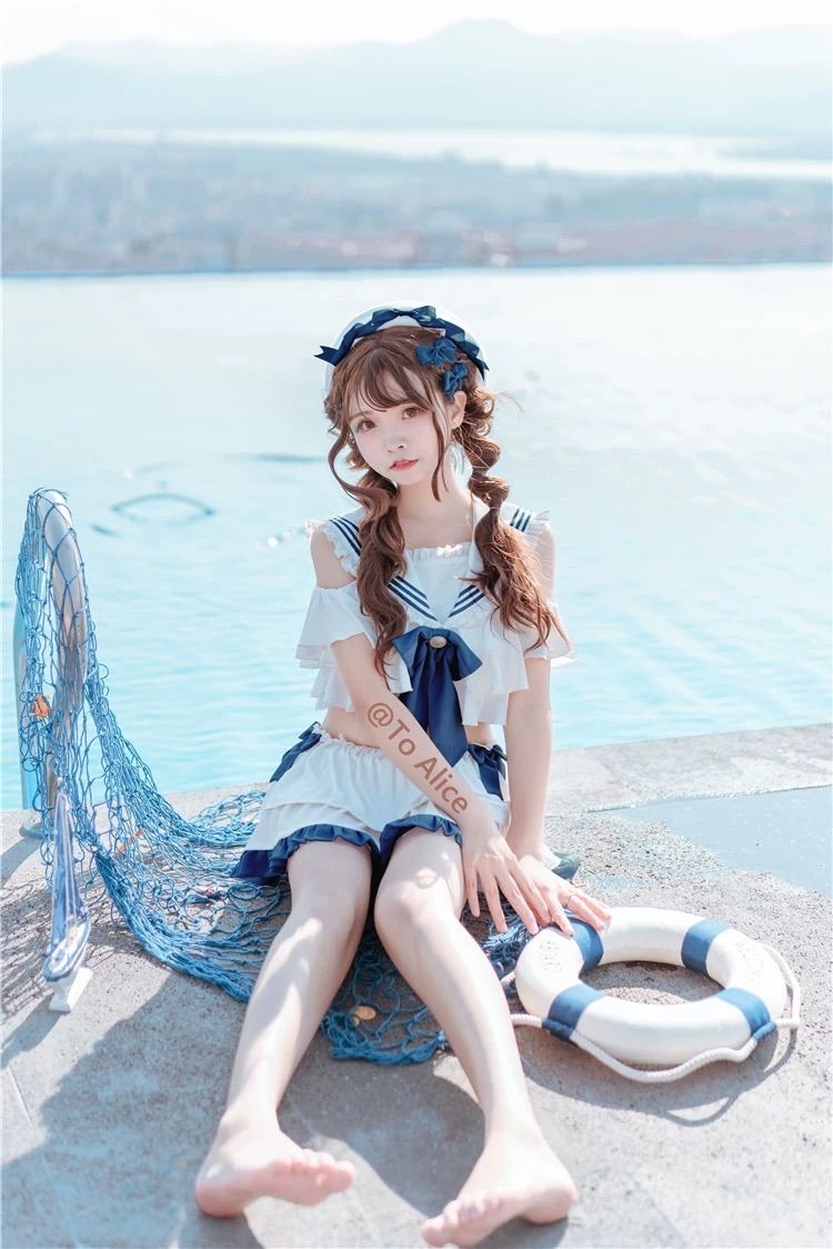 M サイズ　セーラー風　水着　フリル　リボン　可愛い　セーラー服 d M サイズ セーラー風 水着 フリル リボン セーラー服 水色