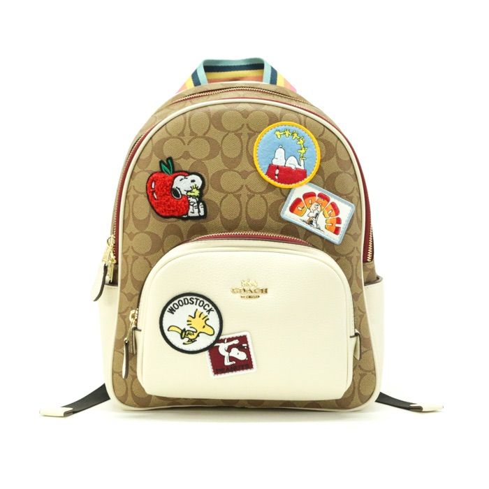 コーチ COACH バックパック PVC / レザー シグネチャー PEANUTS SNOOPY ピーナッツ スヌーピー コラボ C4115 リュック  リュックサック レディース メンズ ベージュ / アイボリー / マルチカラー 美品 中古 mbf04001 - メルカリ