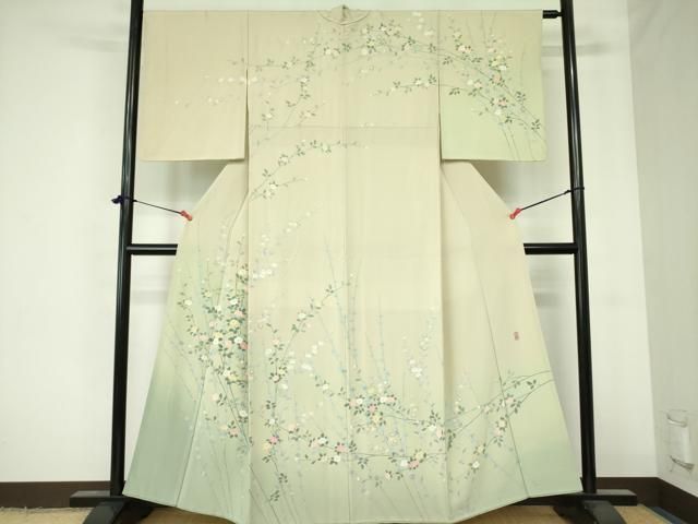 平和屋着物■訪問着　草花文　暈し染め　正絹　逸品　AAAS7634jd
