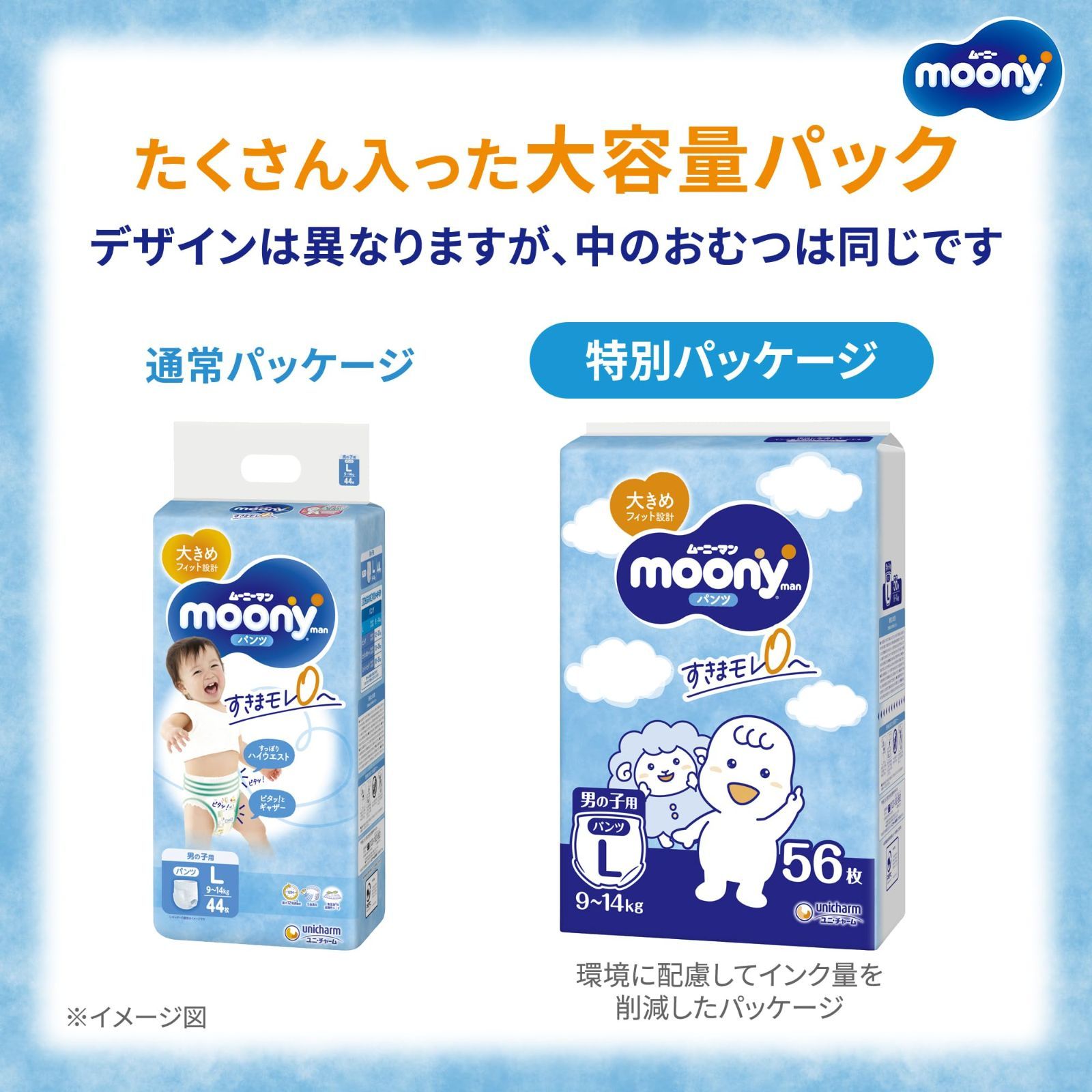 パンツ Lサイズ ムーニーマン 男の子 オムツ 9 14 kg ×4 ケース品