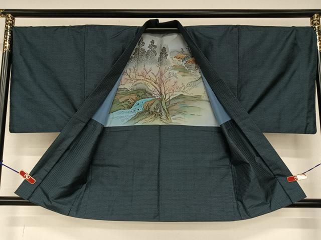 平和屋着物○男性 本場大島紬 アンサンブル 100亀甲 総詰め 正絹
