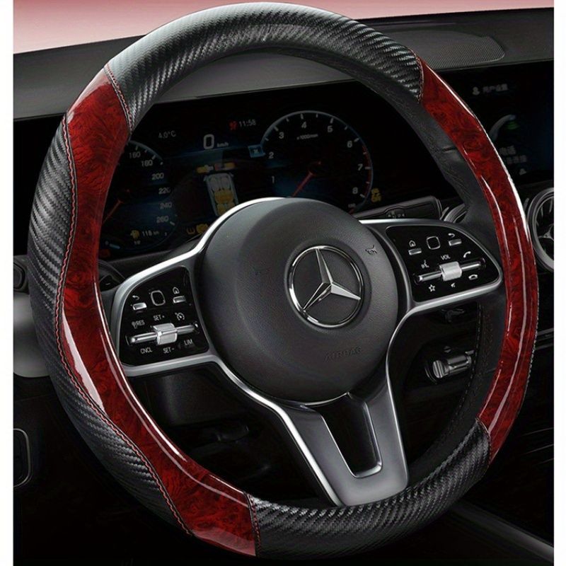 ハンドルカバー カー用品 カーインテリア 雑貨 車 車内グッズ 滑り止め 木目 かわいい ミニバン セダン かっこいい オシャレ キレイ シンプル 男性向け 女性向け 軽自動車 普通車 38cmハンドル対応 木目調 PVC PUレザー 赤 黒 白 茶色