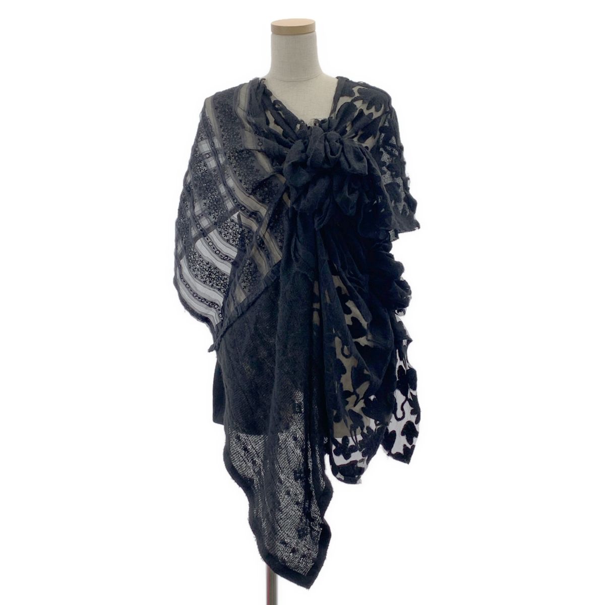 tao COMME des GARCONS | タオコムデギャルソン | 2025AW | レース ニット アシンメトリートップス | M | ブラック | レディース