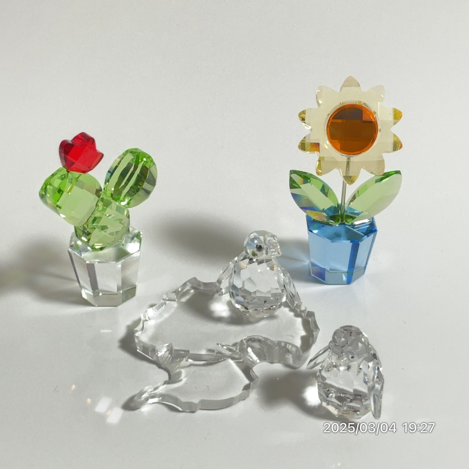 SWAROVSKI スワロフスキー ペンギン 向日葵 サボテンクリスタル ラインストーン ５点セット 置物 飾り 小物 インテリア