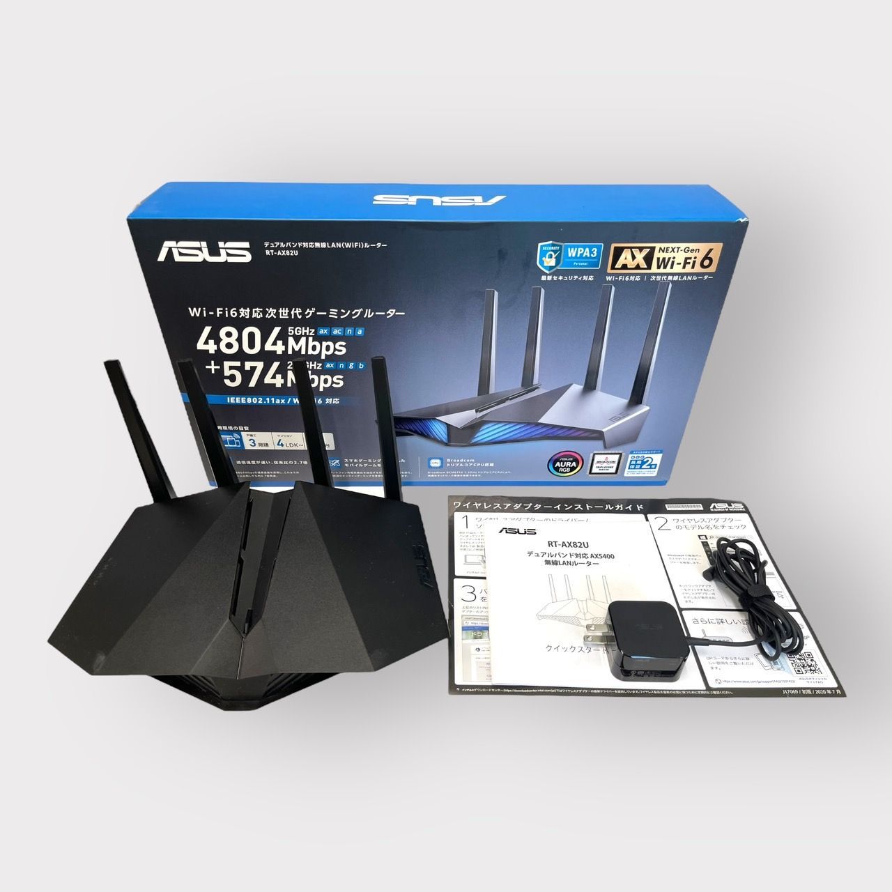 ASUS WiFi 無線 ルーター WiFi6 4804 574Mbps デュアルバンドゲーミング RT-AX82U