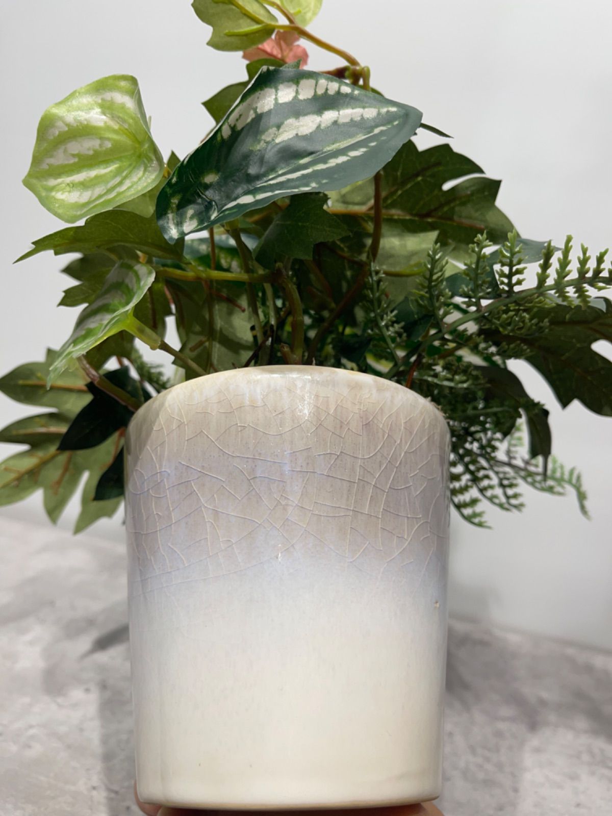 代引き人気 新品、未使用 フェイクグリーンアレンジ【ペペロミア グレープアイビー シダ】 植物/観葉植物