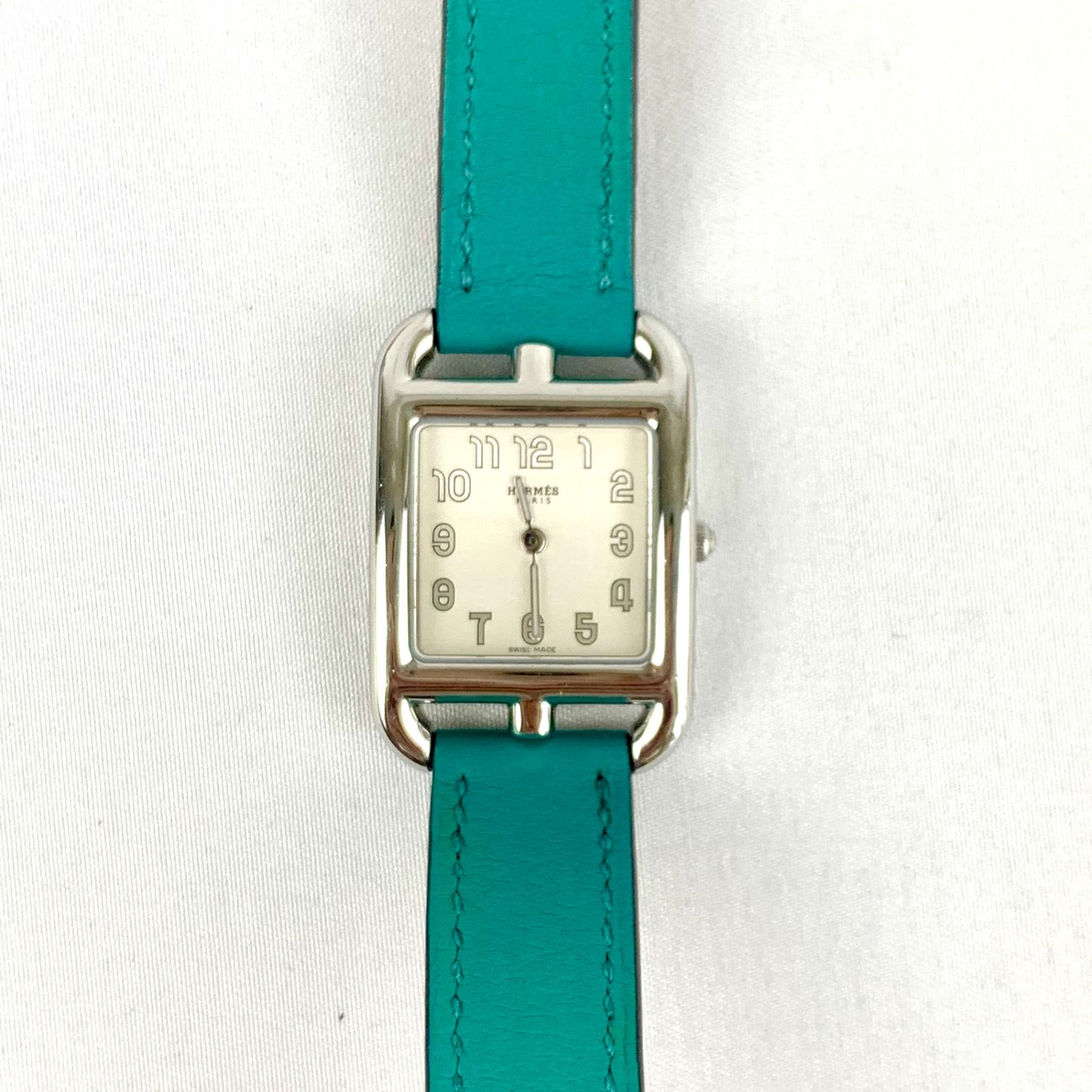 HERMES ケープコッド ドゥブルトゥール CC1.210a ブルーパオン シルバー金具 ステンレス レザー X刻印 3410945