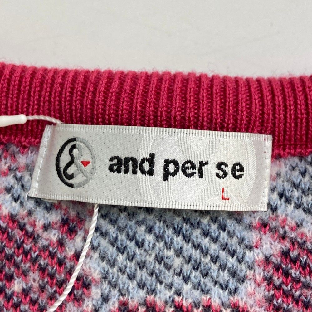 サイズ：L AND PER SE アンパスィ ニット セーター 総柄 ピンク系