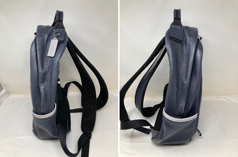 極美品 コーチ ミニリュック ターンロック レザー ネイビー 37581 極美