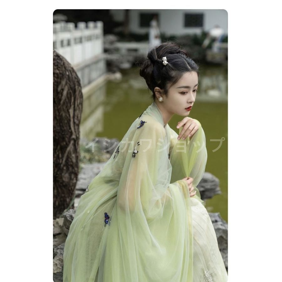 漢服 レディース チャイナ コスプレ衣装 女性 チャイナ風 ドレス ワンピース 蝶 中華刺繍 ハロウィン コスプレ 仮装 衣装 チャイナ風 イベ UBS-PPNI_AC_ID