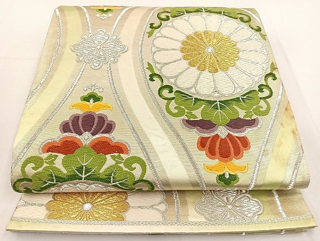 平和屋本店□超希少 東京友禅 久呂田明功 太鼓柄袋帯 辻が花 花鳥