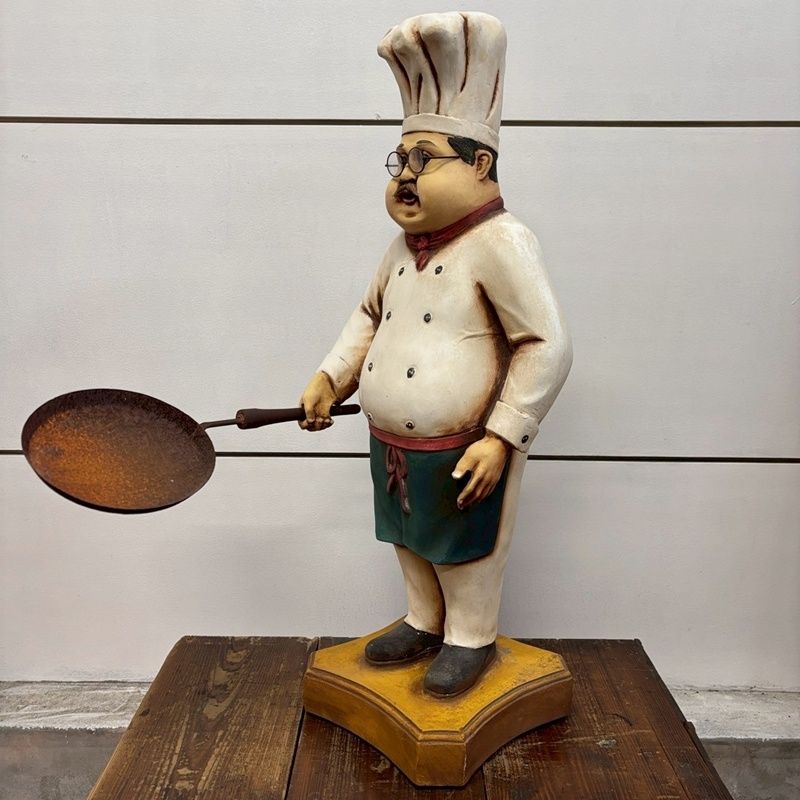 レトロ コックさん 人形 輸入品 高さ77cm シェフ 恰幅の良い メガネ