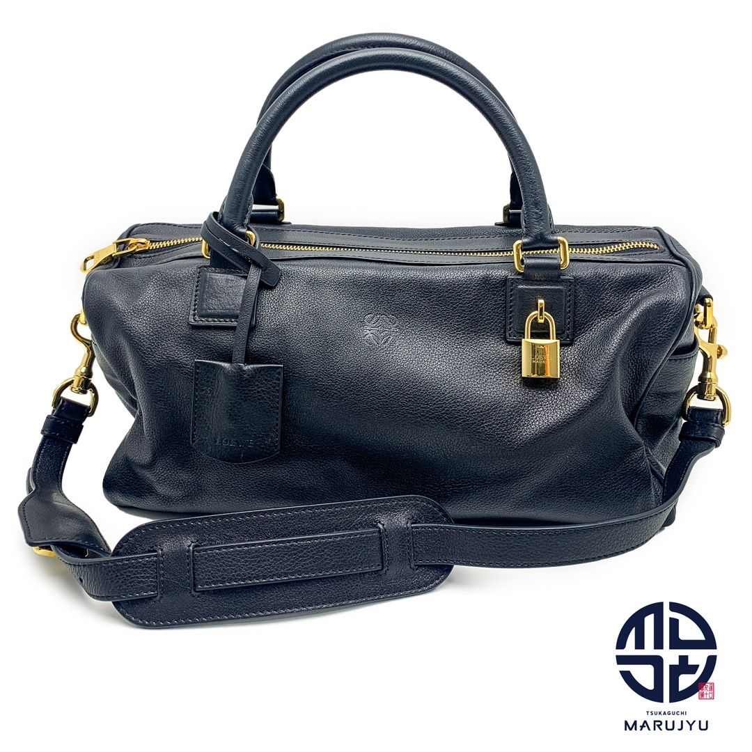 LOEWE ロエベ 黒 ブラック アナグラム アメ ボストン型 2WAY