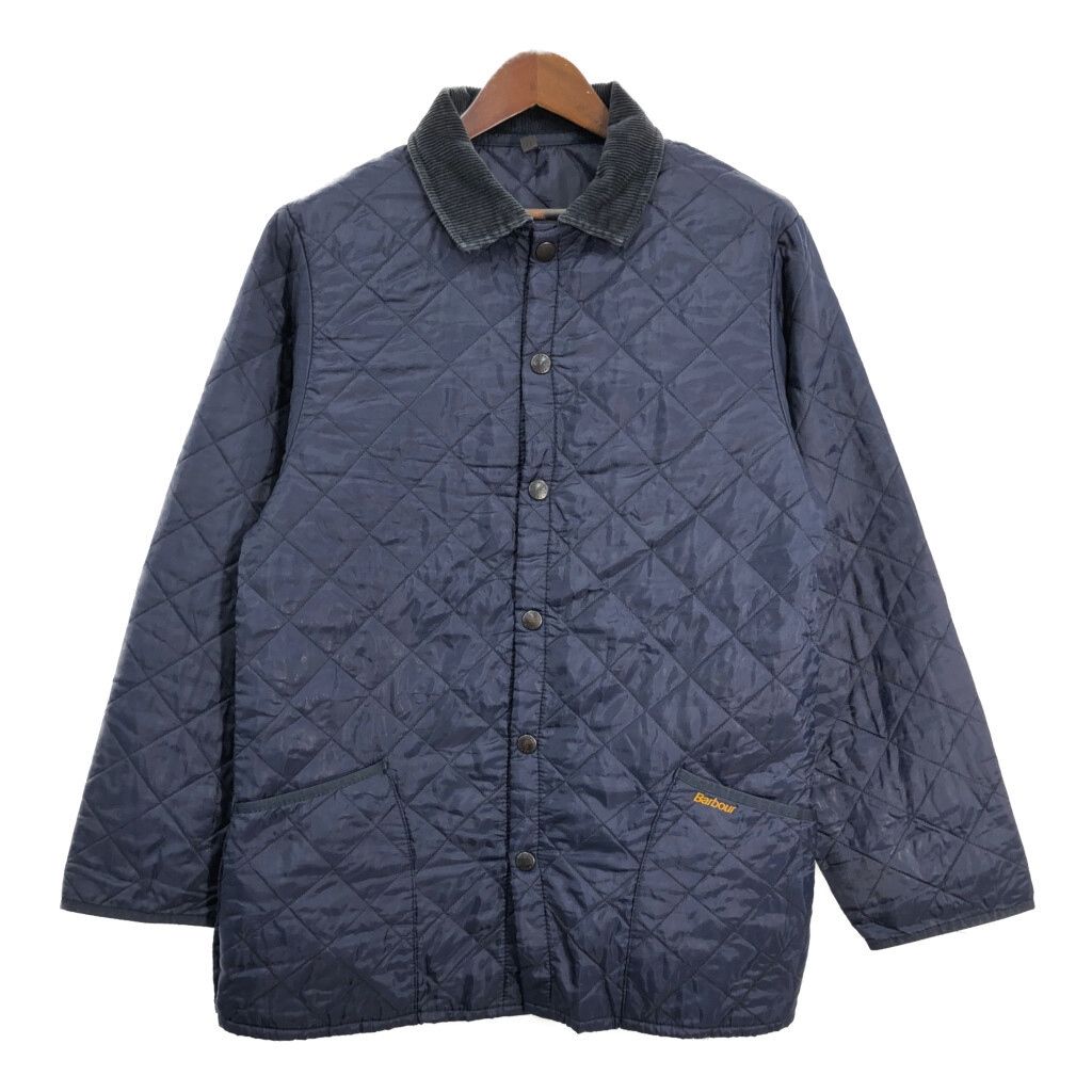 90年代 イングランド製 Barbour バブアー LIDDESDALE リッズデイル キルティングジャケット ネイビー (メンズ M) 中古 古着 s0001