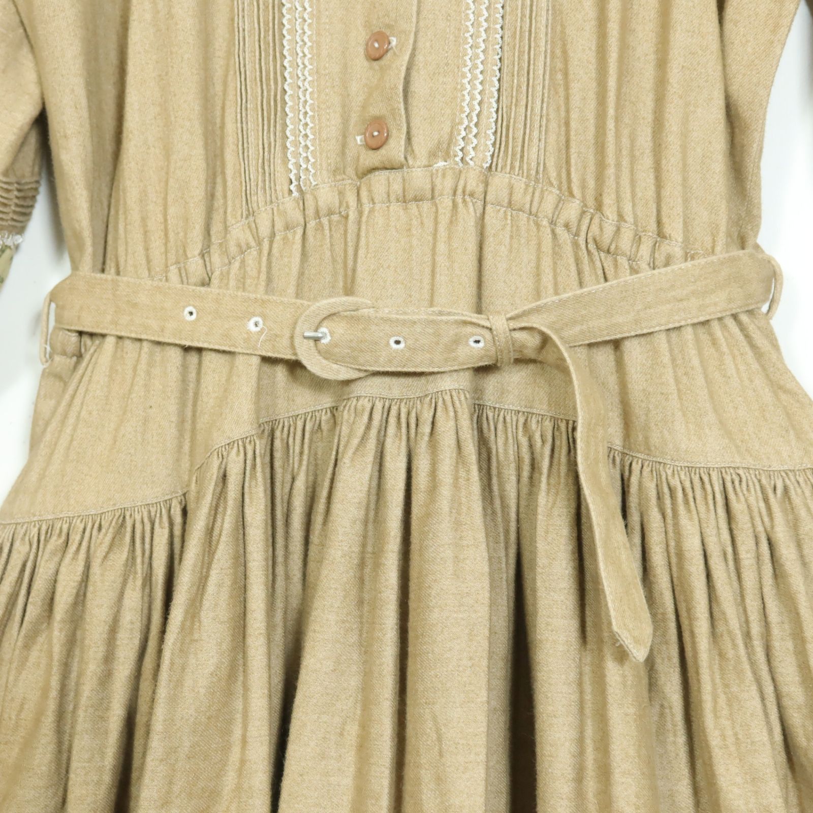 ピンクハウス☆オリチェ&シロツメクサpt♪パッチワークワンピース 薄茶  