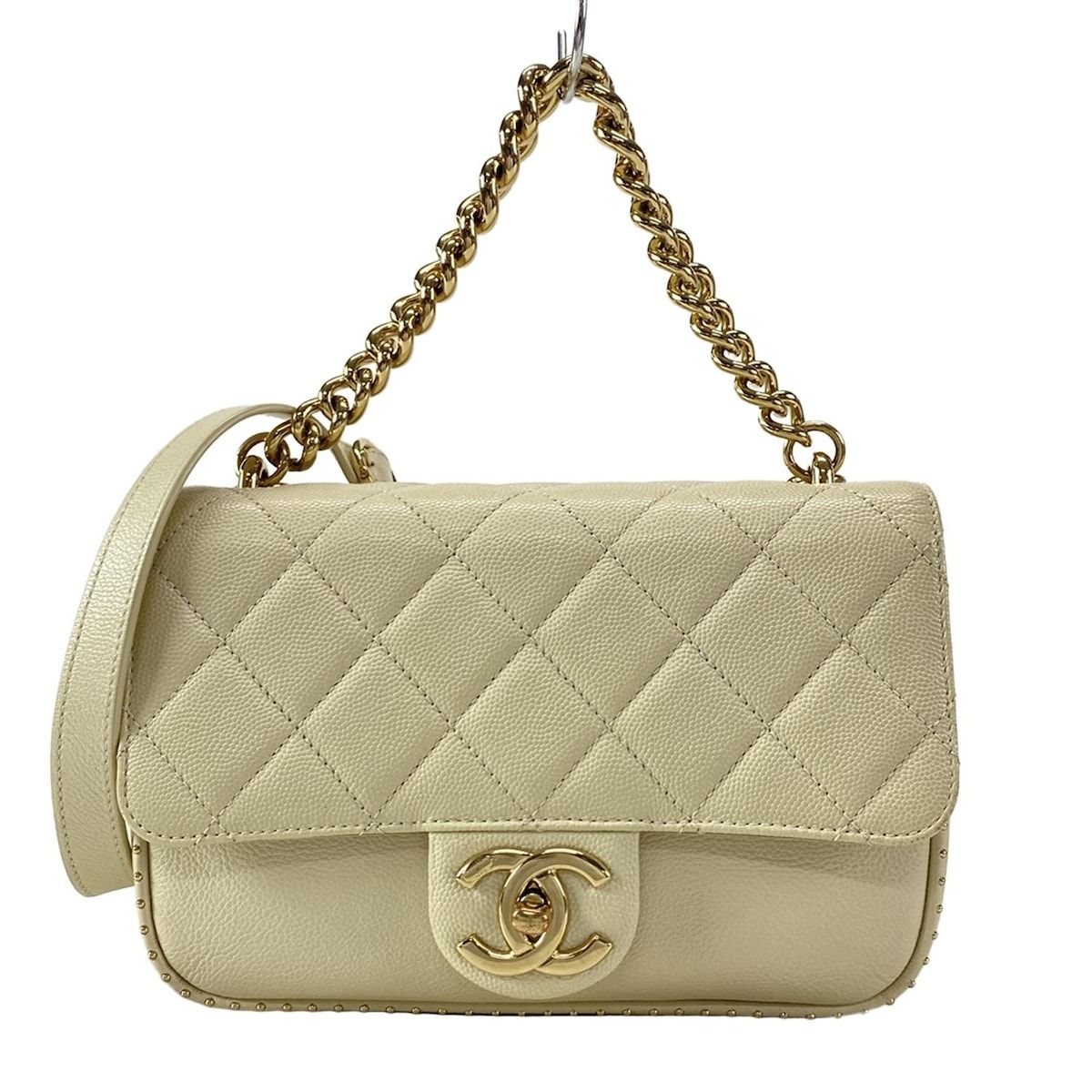 【シャネル】25P クラシック ミニマトラッセバッグゴールド金具 CHANEL(シャネル) ショルダーバッグ ミニ マトラッセ アイボリー