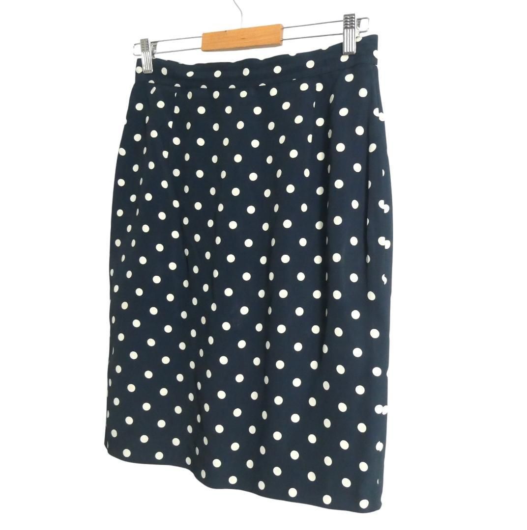 FENDI フェンディ サイズ44 アセテート×シルク 水玉柄 ドット柄 膝丈
