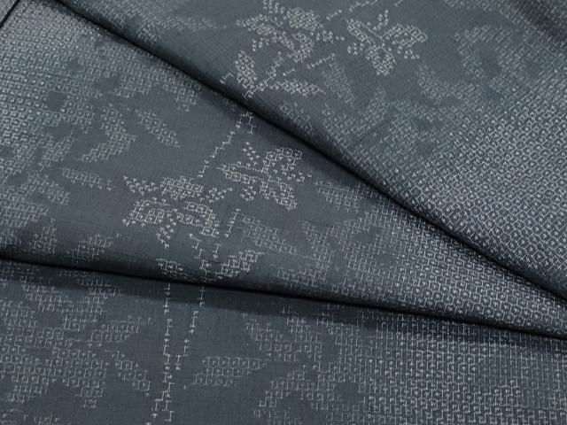 平和屋着物●結城紬 100亀甲 草花文 正絹 CAAS8493vf