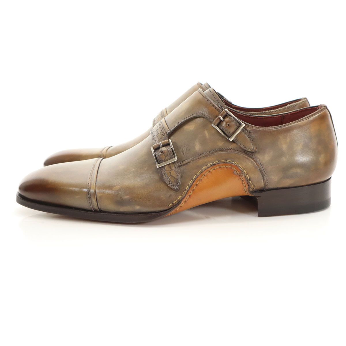 MAGNANNI マグナーニ ダブルモンク レザーシューズ 39 ブラウン